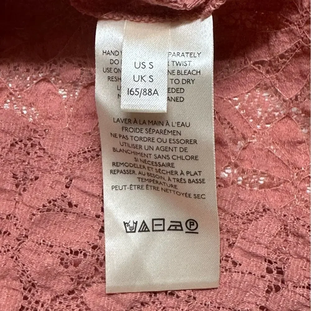 EUC | Free People | Lilah Lace Long Sleeve Top | Peach/Ivory | Small